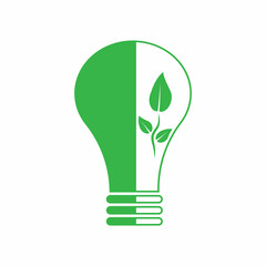 Bio lamp icon. Save nature. Eco product. Ecology concept. Sustainable development. Vector illustration. Stock image. 