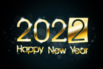 Gold color of 2022 Happy New Year text