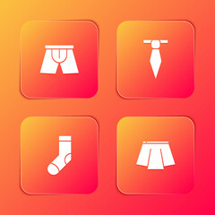 Set Men underpants, Tie, Socks and Skirt icon. Vector