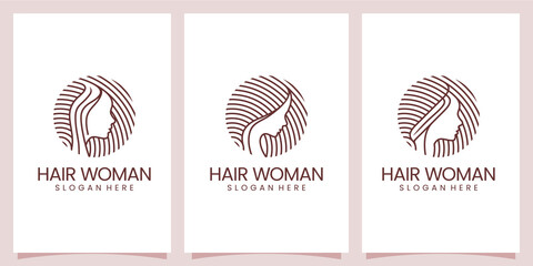 Set of beauty woman hair logo