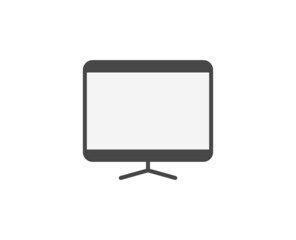 Line Computer icon isolated on white background. Outline symbol for website design, mobile application, ui. Electronics pictogram. Vector illustration, editorial stroсk. 