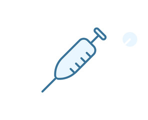 Syringe flat icon. Thin line signs for design logo, visit card, etc. Single high-quality outline symbol for web design or mobile app. Medical outline pictogram.