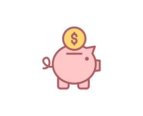 Money pig flat icon.