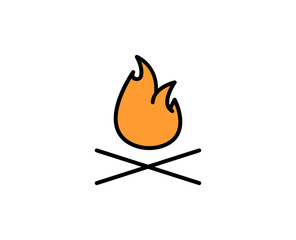 Campfire premium line icon. Simple high quality pictogram. Modern outline style icons. Stroke vector illustration on a white background. 
