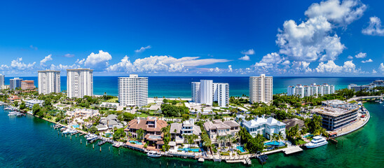 City with condominium and beach in Boca Raton, Florida