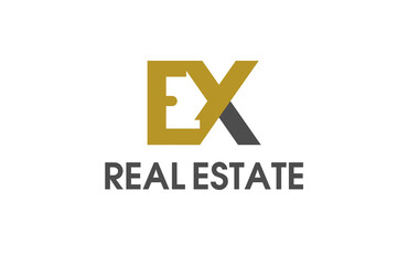 Obraz premium Initial EX Real Estate Logo, house icon from negative space combination letter E and X, Flat Design logo Template, vector illustration