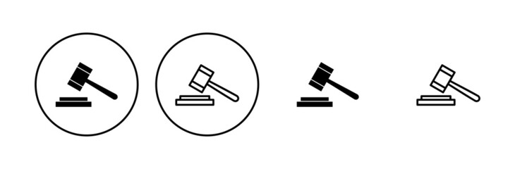 Gavel icon set. judge gavel icon vector. law icon vector. auction hammer