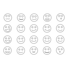 Cartoon emotion face icon set on white background,vector illustration