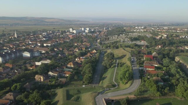 Scenic aerial view of alba lulia, Old Town of Karlsburg, Romania