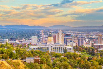 Fototapeta na wymiar Downtown Salt Lake City skyline cityscape of Utah