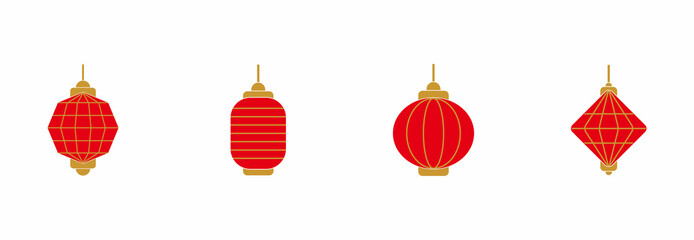 chinese lantern icon set vector sign symbol