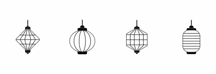 Fototapeten chinese lantern icon set vector sign symbol © hartini
