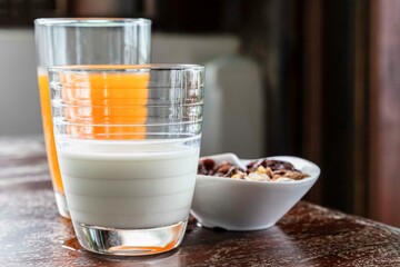 Western breakfast set, fresh milk, freshly squeezed orange juice and cornflakes