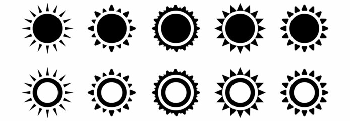 sun icon set vector sign symbol