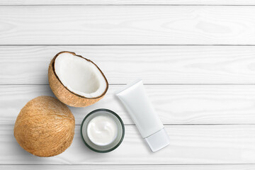 coconut milk and coconut beauty skin care cream product