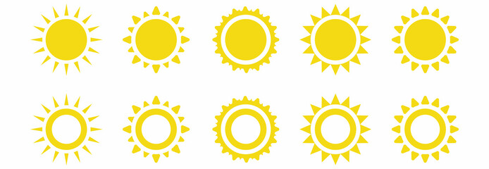 sun icon set vector sign symbol