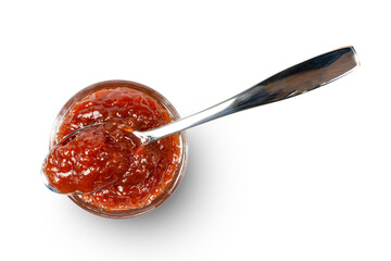 Red berry jam isolated on white background. 