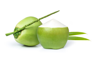 green coconut isolated on white.