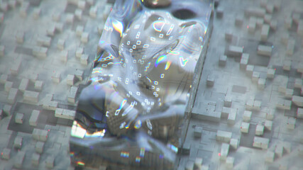 AI face recognition visualization 3D rendering illustration