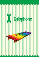 Alphabet flashcard with letter X for Xylophone