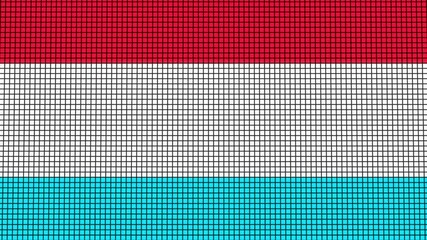 Luxembourg Flag animated in pixel grid style technology background