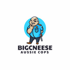 Vector Logo Illustration Aussie Cop Mascot Cartoon Style.