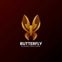 Vector Logo Illustration Butterfly Gradient Colorful Style.