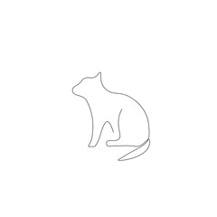 Cat silhouette line drawing vector illustration