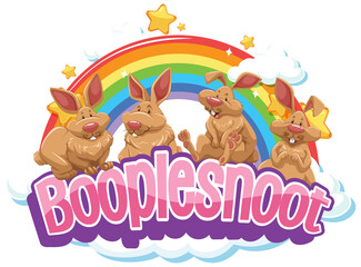 Obraz premium Rabbits on Boople Snoot font with rainbow