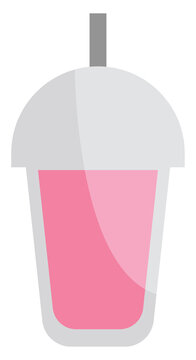 Pink Slushie, Illustration, On A White Background.