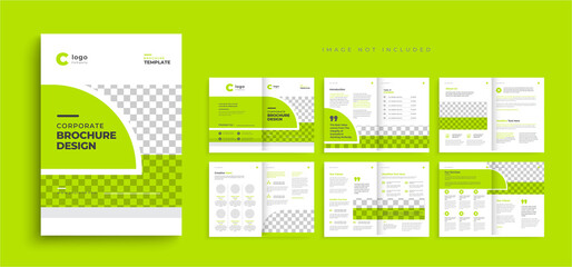 Corporate company profile business brochure template design, Minimal professional brochure template layout with green color shapes