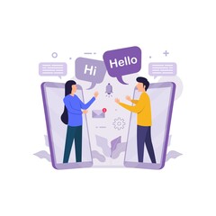 Mobile chatting app design concept. Messaging application flat vector illustration