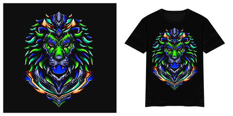 Colorful lion vector tshirt illustration