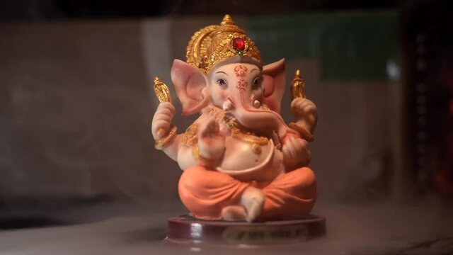 There is a light pan on ganpati bappa.