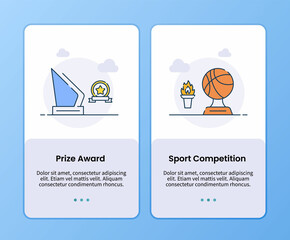 prize award and sport competition on boarding template for mobile ui app application design