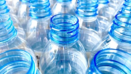 blue clear plastic unfilled drinking water bottle.