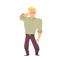 Obraz premium Disappointed sad young man showing gesture of frustration or failure