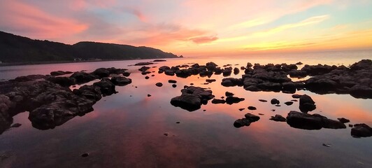 sunset over the river