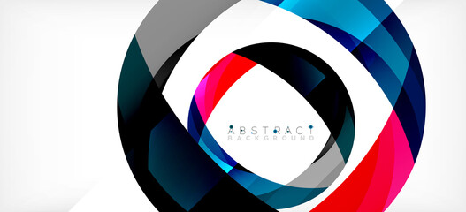 Fototapeta premium Color circle shapes, minimal geometric background. Trendy dynamic composition. Vector Illustration For Wallpaper, Banner, Background, Landing Page