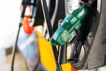 Refueling gasoline fuel for car at gas station