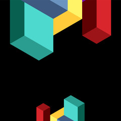 Obraz premium Abstract background. 3d cubes, cubic elements and blocks. Techno or business concept for wallpaper, banner, background, landing page