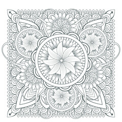Coloring Books for adult. Hand drawn flowers in zentangle style for t-shirt design or tattoo and coloring book