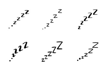 Fototapeta premium Sleep zzzz doodle symbol set. Sleepy dream icon. Doodle comic sketch style vector illustration.