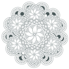 Coloring page for adult with decorative flowers in monochrome isolated on white background