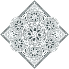 Coloring page for adult with decorative flowers in monochrome isolated on white background