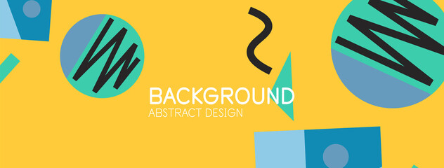 Abstract background. Blocks, lines, triangles, circles composition. Techno or business concept for wallpaper, banner, background, landing page