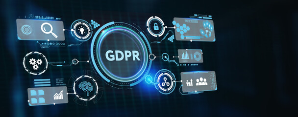 Naklejka premium Business, Technology, Internet and network concept. GDPR General Data Protection Regulation. 3d illustration