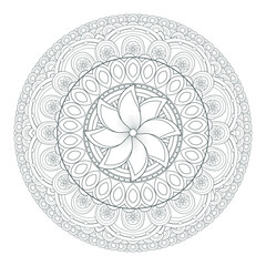 Coloring page for adult with decorative flowers in monochrome isolated on white background