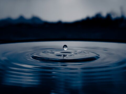 Dropping of water splash in super slow motion in detail 