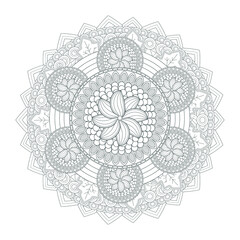 Coloring page for adult with decorative flowers in monochrome isolated on white background